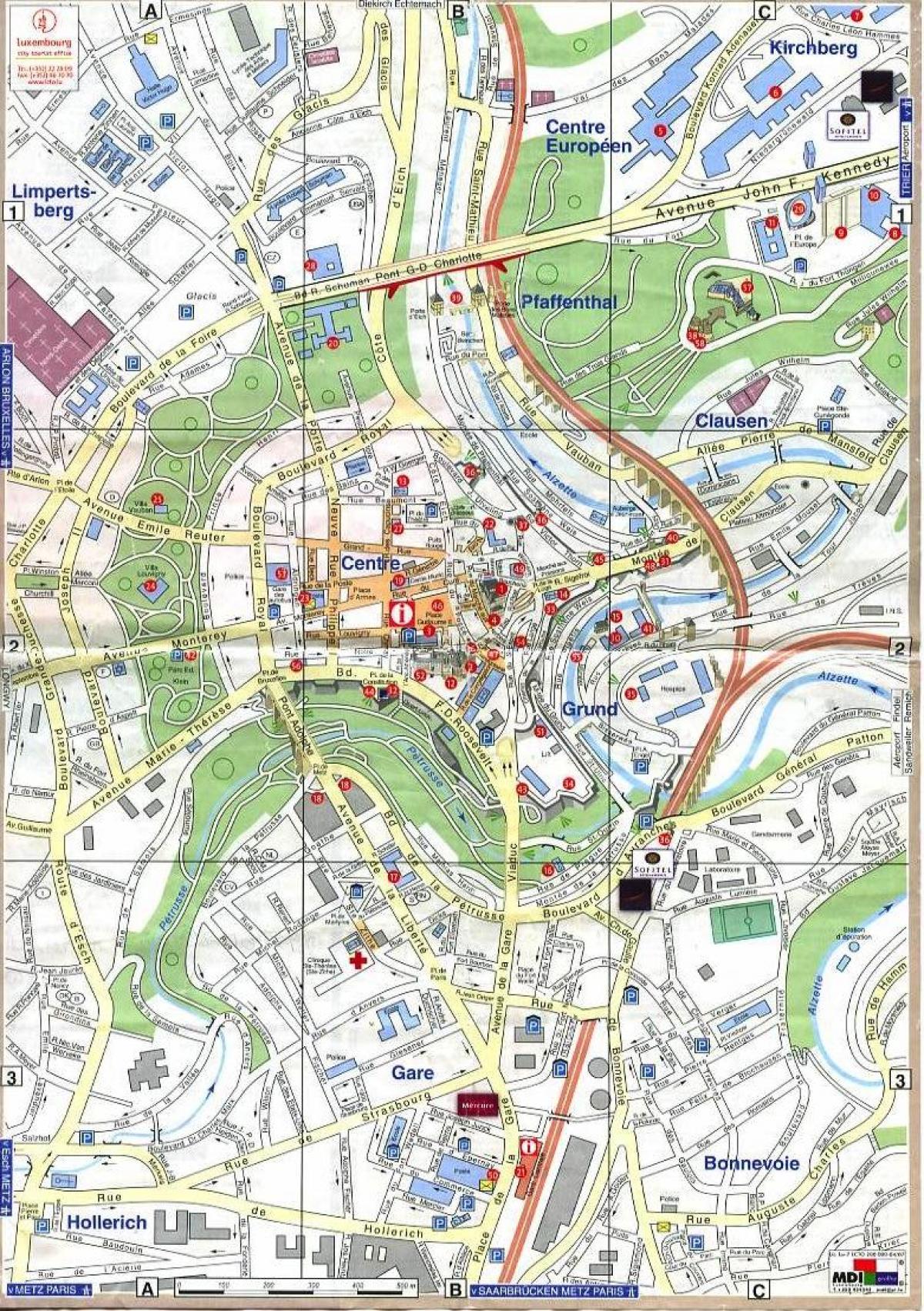 peta kota tua Luksemburg