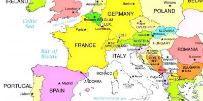 Peta eropa menunjukkan Luksemburg